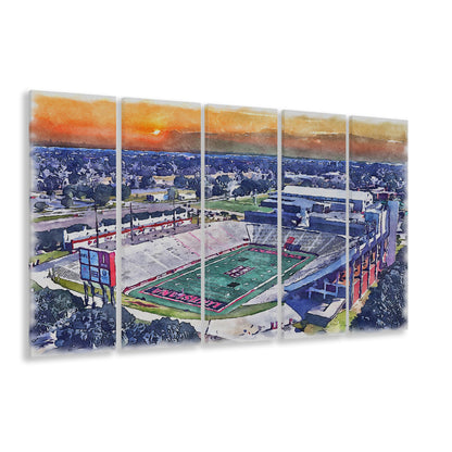 Cajun Field, Louisiana Football Painting Stadium Watercolor, Sport Art, Extra Large Canvas Print Wall Art