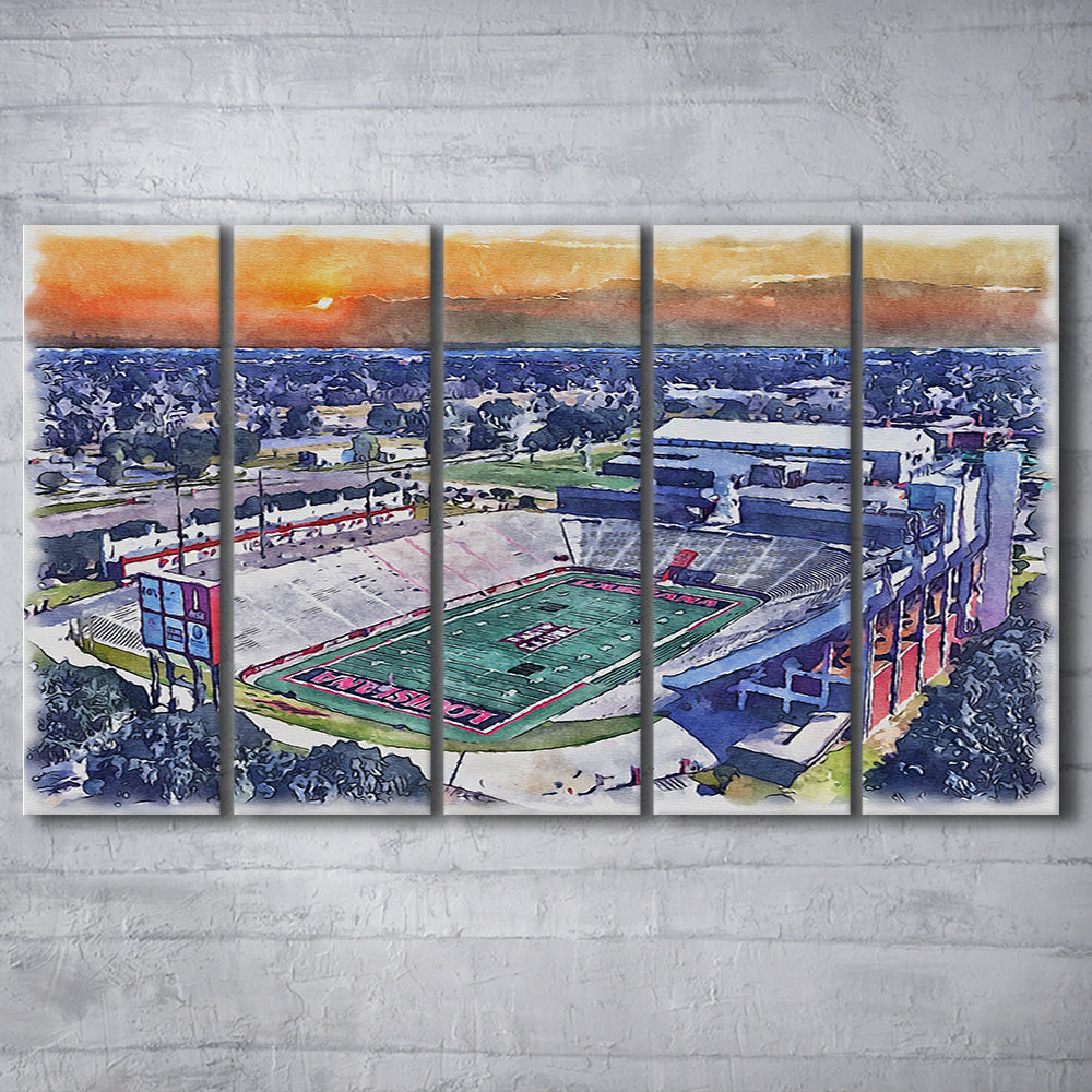 Cajun Field, Louisiana Football Painting Stadium Watercolor, Sport Art, Extra Large Canvas Print Wall Art