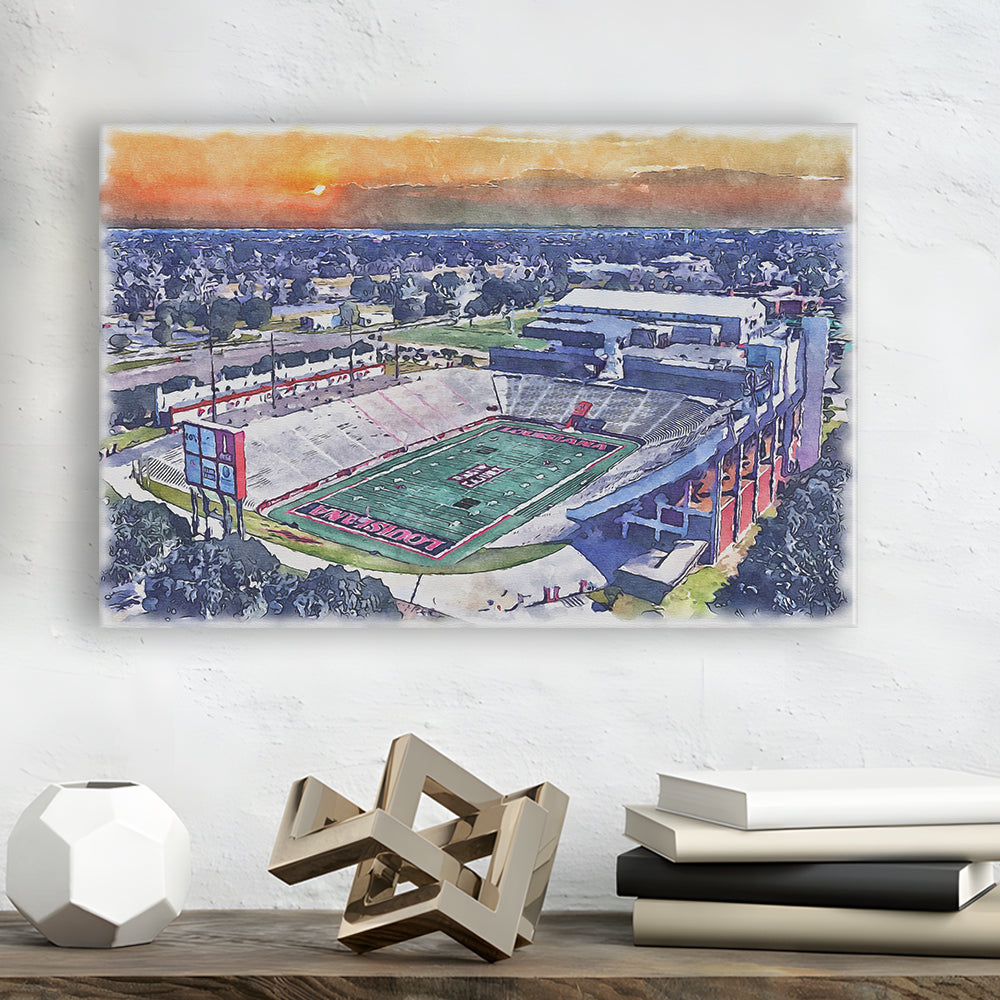 Cajun Field, Louisiana Football Painting Stadium Watercolor, Sport Art, Gifts for him, Canvas Print Wall Art