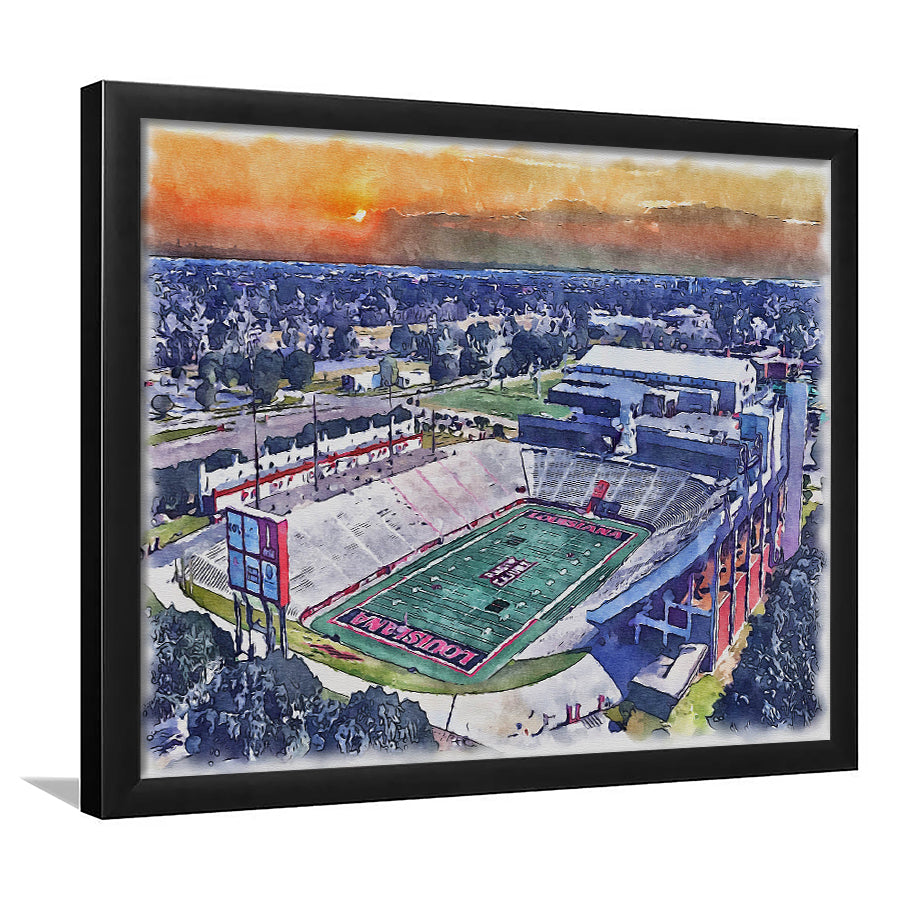 Cajun Field, Louisiana Football Painting Stadium Watercolor, Sport Gift Art, Framed Art Print Wall Decor