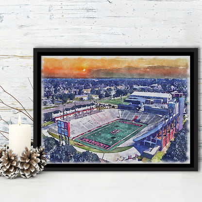 Cajun Field, Louisiana Football Painting Stadium Watercolor, Sport Gift Art, Framed Canvas Print Wall Art