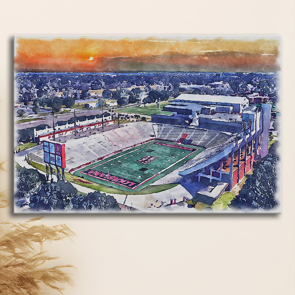 Cajun Field, Louisiana Football Painting Stadium Watercolor, Sport Art, Gifts for him, Canvas Print Wall Art