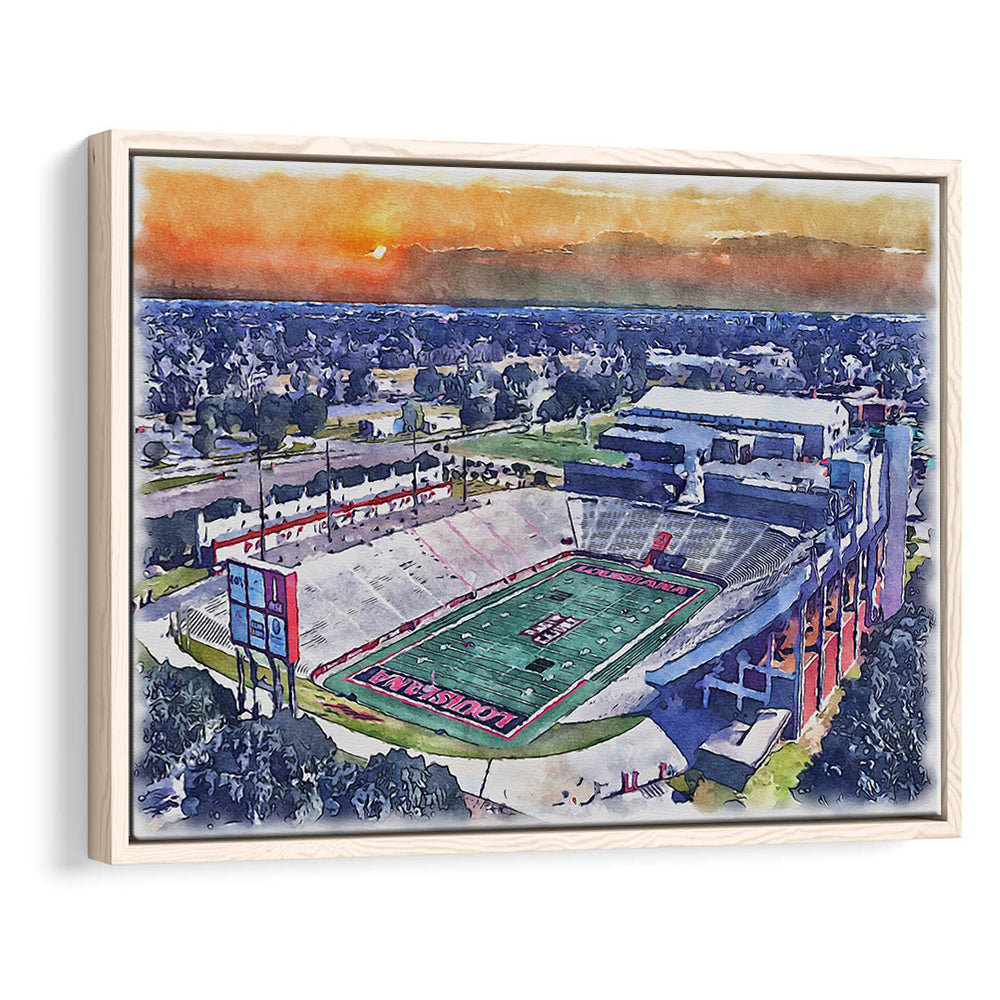 Cajun Field, Louisiana Football Painting Stadium Watercolor, Sport Gift Art, Framed Canvas Print Wall Art