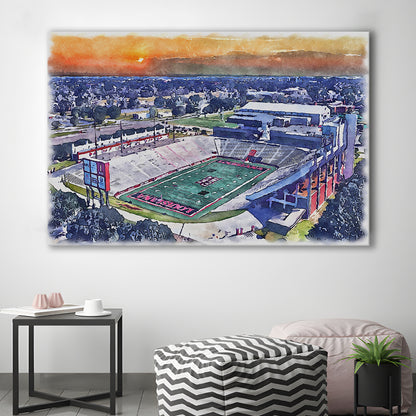 Cajun Field, Louisiana Football Painting Stadium Watercolor, Sport Art, Gifts for him, Canvas Print Wall Art