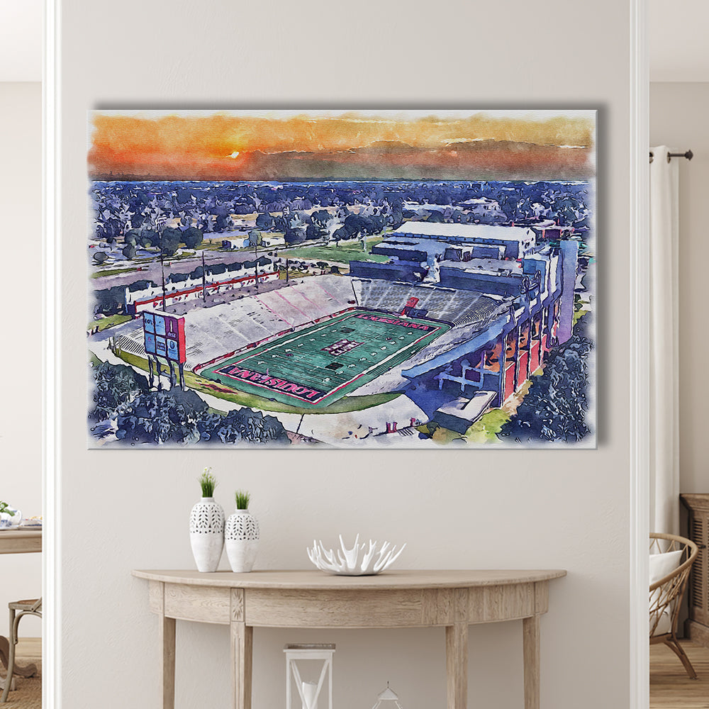 Cajun Field, Louisiana Football Painting Stadium Watercolor, Sport Art, Gifts for him, Canvas Print Wall Art