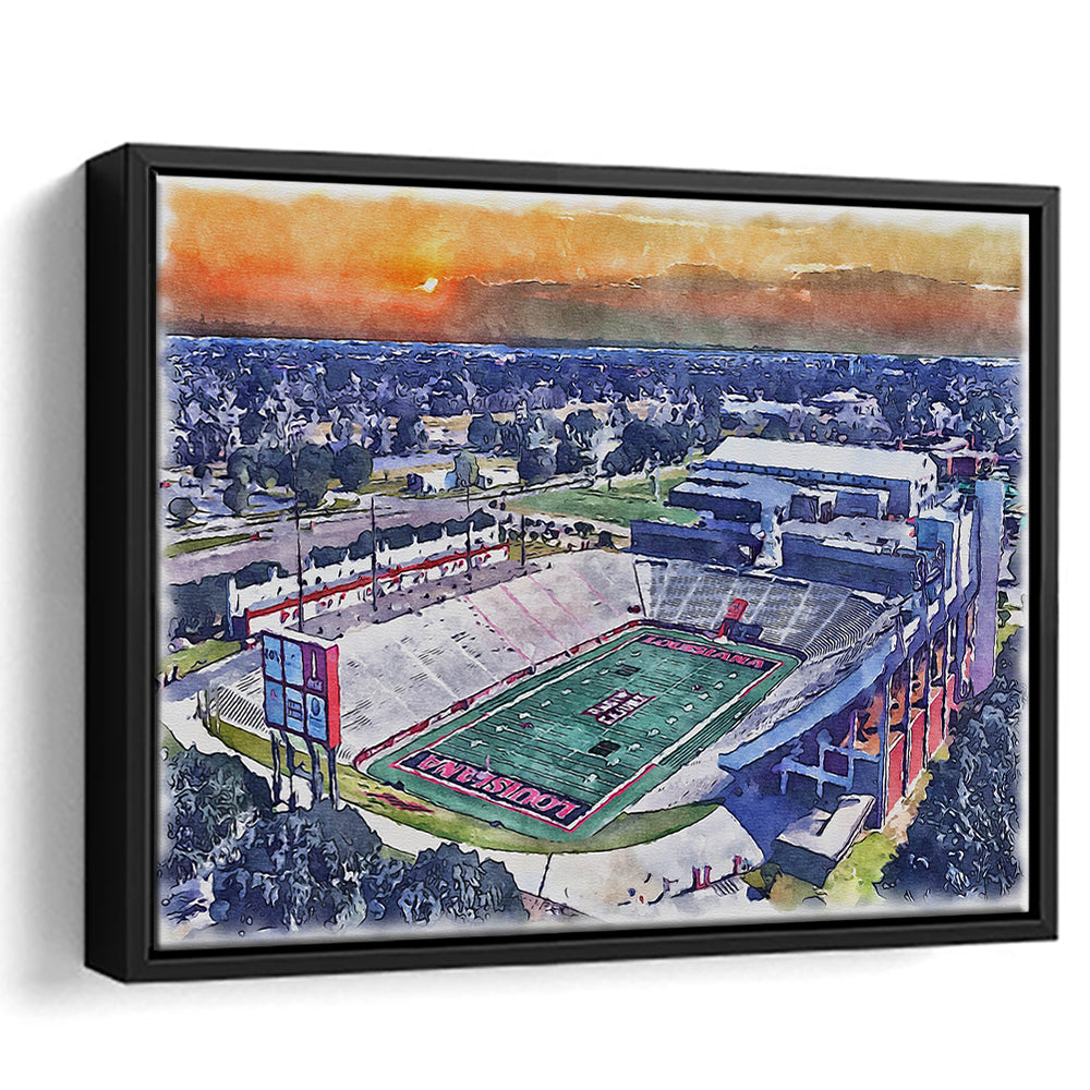 Cajun Field, Louisiana Football Painting Stadium Watercolor, Sport Gift Art, Framed Canvas Print Wall Art