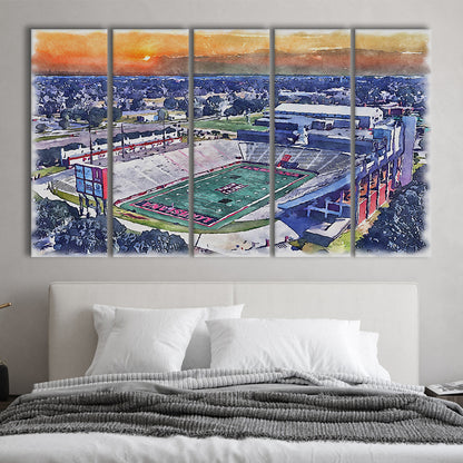 Cajun Field, Louisiana Football Painting Stadium Watercolor, Sport Art, Extra Large Canvas Print Wall Art