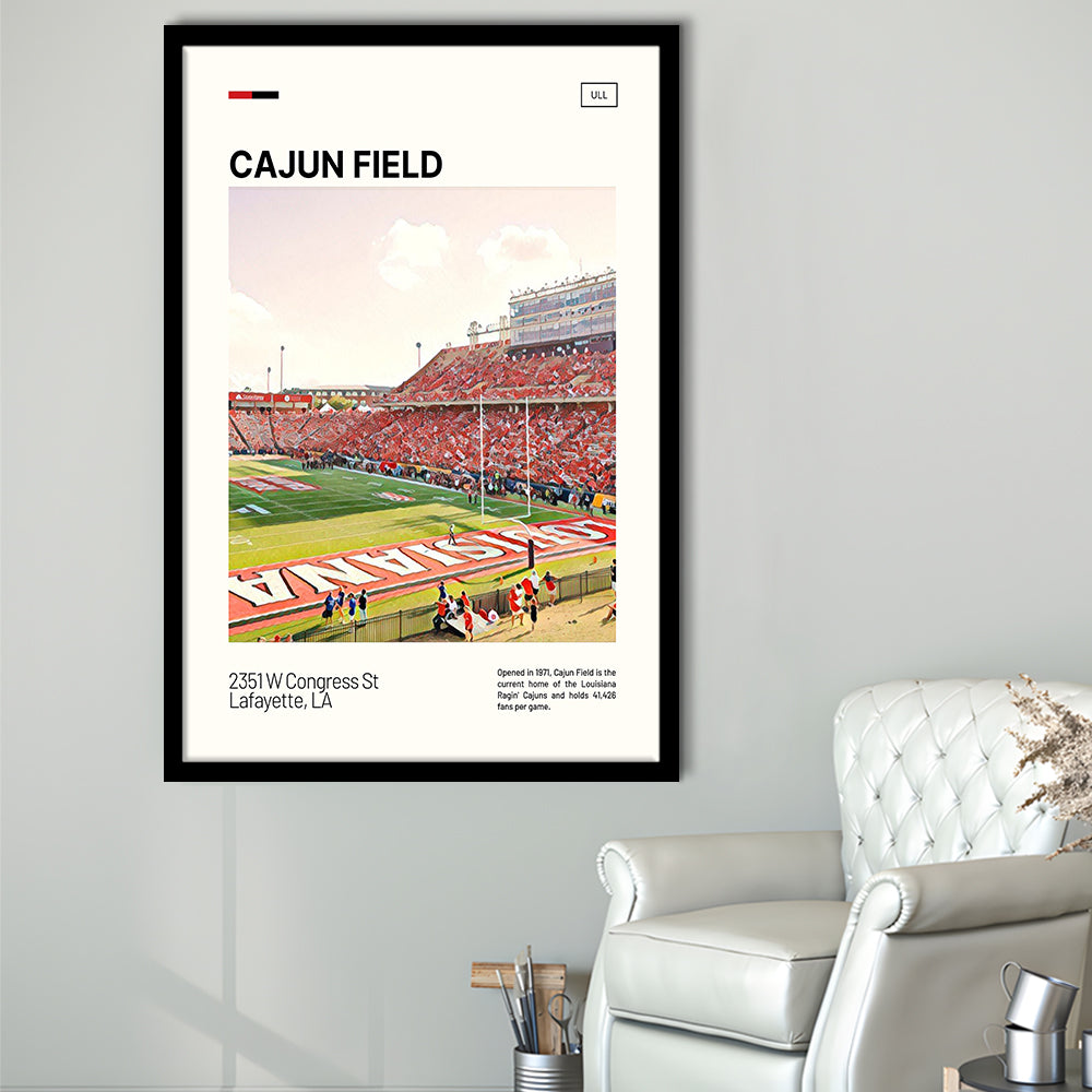 Cajun Field Print, Louisiana Ragin Cajuns Stadium Art, Gifts for him, Sport Art, Framed Art Print Wall Decor