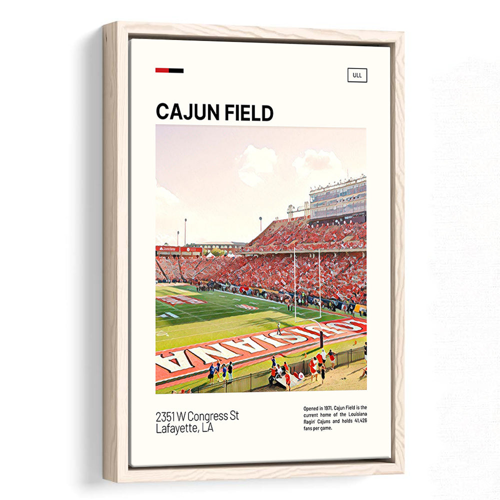 Cajun Field Print, Louisiana Ragin Cajuns Stadium Canvas Art, Man Cave Gift, Floating Framed Canvas Print Wall Art