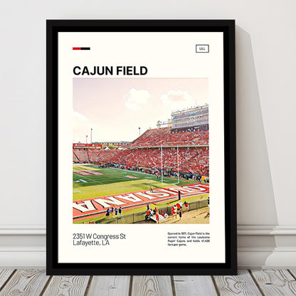 Cajun Field Print, Louisiana Ragin Cajuns Stadium Canvas Art, Man Cave Gift, Floating Framed Canvas Print Wall Art