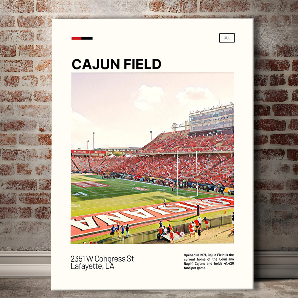 Cajun Field Print, Louisiana Ragin Cajuns Stadium Canvas Art, Fan Gifts, Sport Art, Canvas Print Wall Art