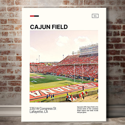 Cajun Field Print, Louisiana Ragin Cajuns Stadium Canvas Art, Fan Gifts, Sport Art, Canvas Print Wall Art