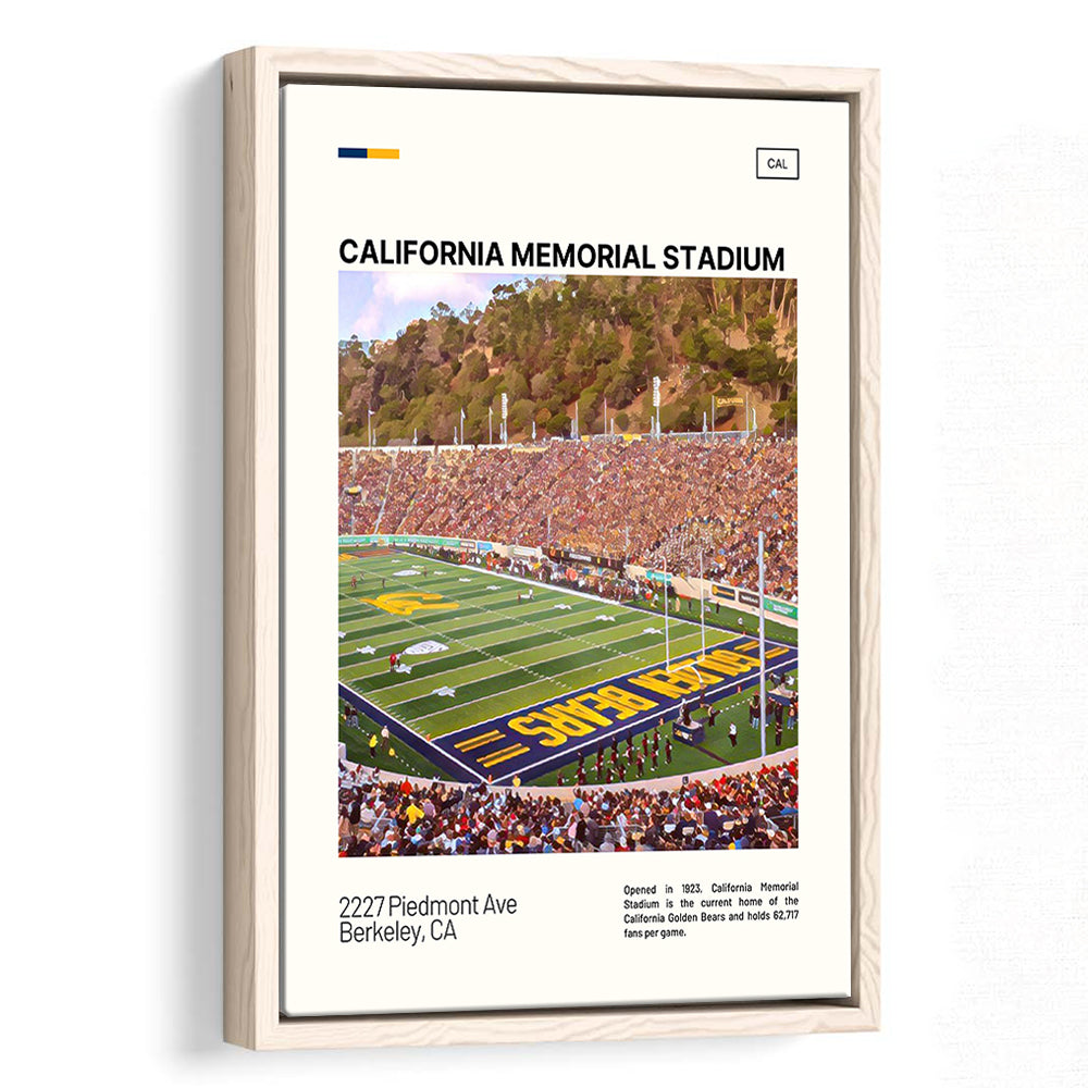 California Memorial Stadium Print, California Golden Bears Stadium Canvas Art, Man Cave Gift, Floating Framed Canvas Print