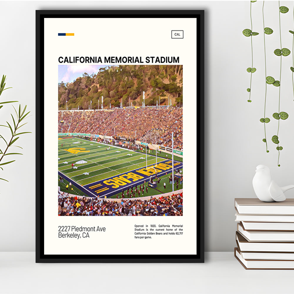 California Memorial Stadium Print, California Golden Bears Stadium Canvas Art, Man Cave Gift, Floating Framed Canvas Print