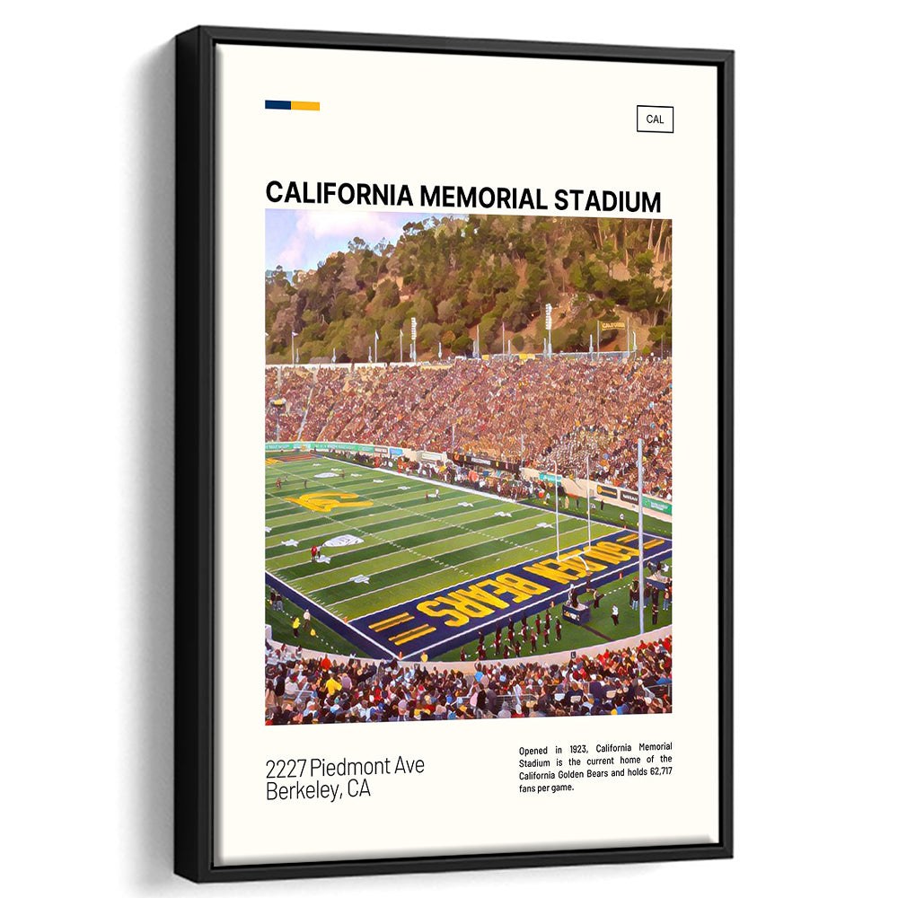 California Memorial Stadium Print, California Golden Bears Stadium Canvas Art, Man Cave Gift, Floating Framed Canvas Print