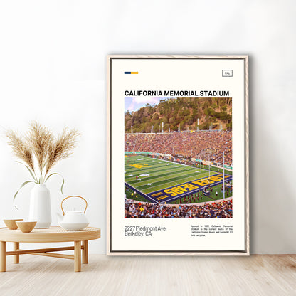 California Memorial Stadium Print, California Golden Bears Stadium Canvas Art, Man Cave Gift, Floating Framed Canvas Print