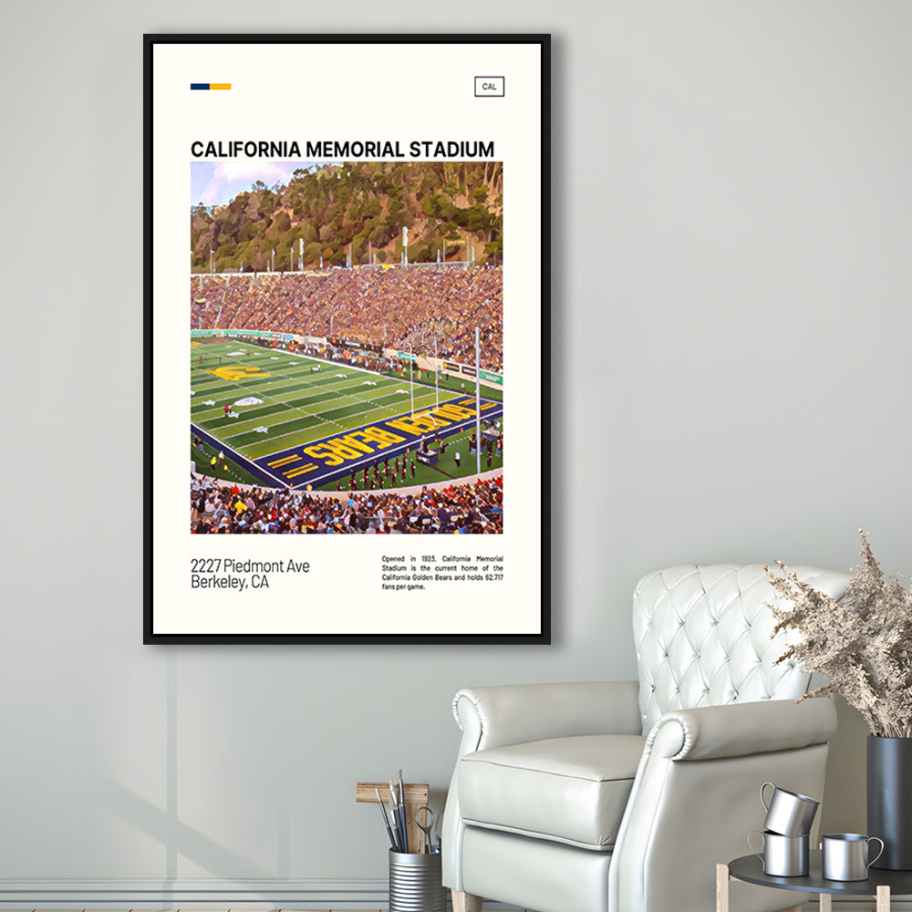 California Memorial Stadium Print, California Golden Bears Stadium Canvas Art, Man Cave Gift, Floating Framed Canvas Print