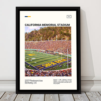 California Memorial Stadium Print, California Golden Bears Stadium Canvas Art, Man Cave Gift, Floating Framed Canvas Print