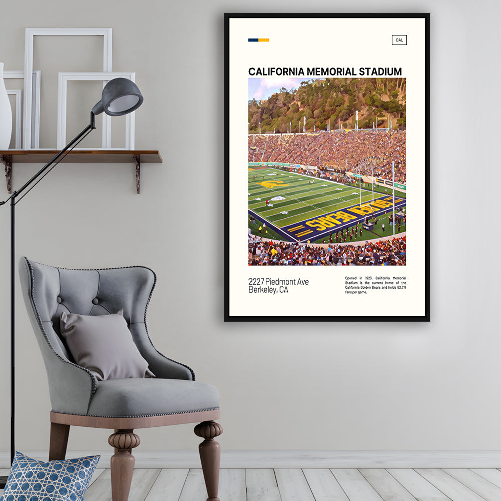 California Memorial Stadium Print, California Golden Bears Stadium Canvas Art, Man Cave Gift, Floating Framed Canvas Print