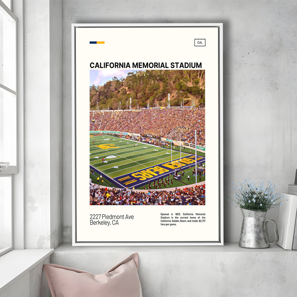 California Memorial Stadium Print, California Golden Bears Stadium Canvas Art, Man Cave Gift, Floating Framed Canvas Print