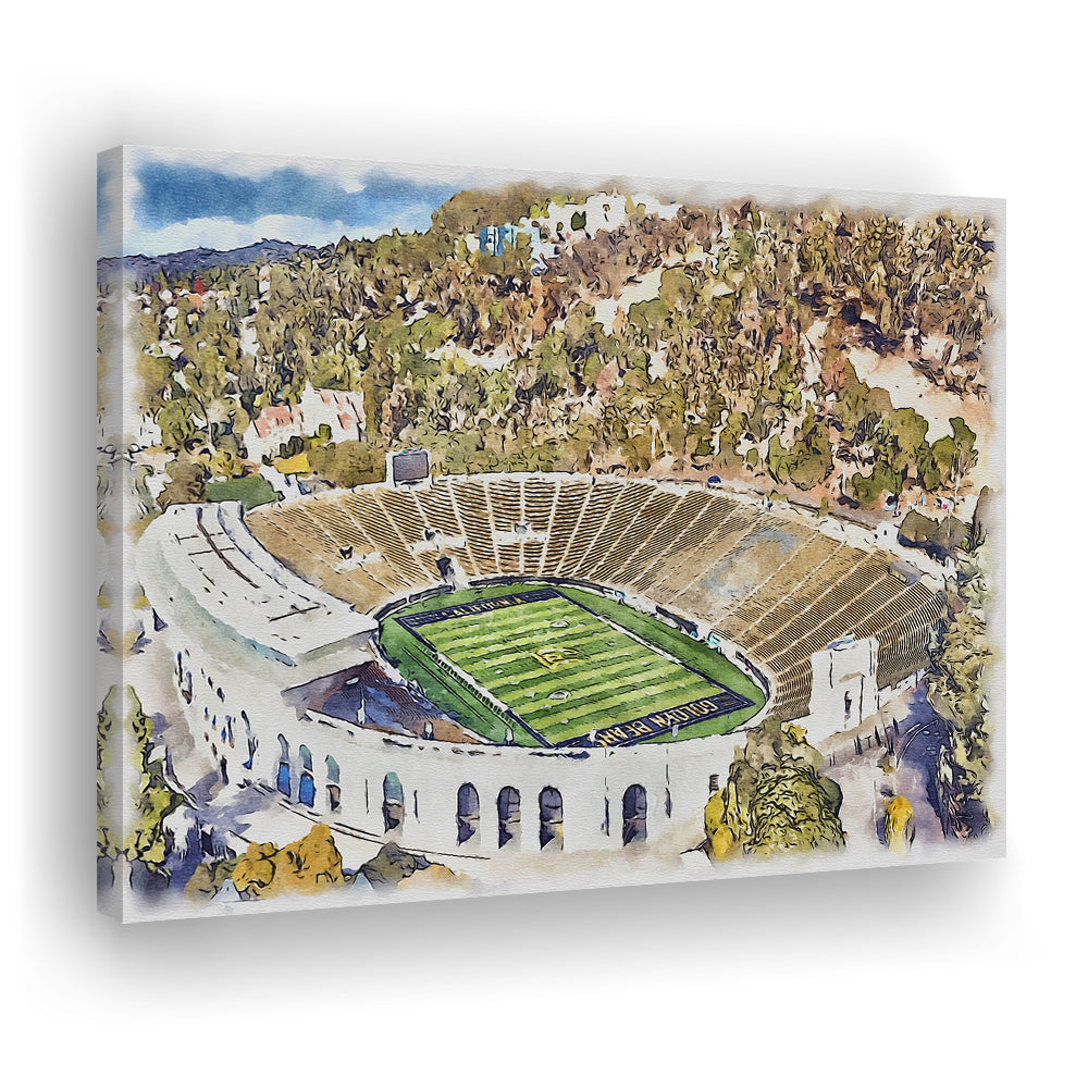 California Memorial Painting Stadium Watercolor, Berkeley, California, Sport Art, Gifts for him, Canvas Print Wall Art