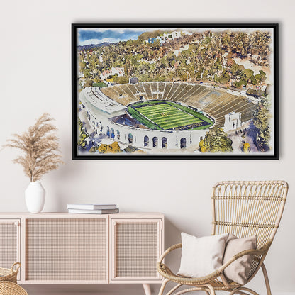 California Memorial Painting Stadium Watercolor, Berkeley, California, Sport Gift Art, Framed Canvas Print Wall Art