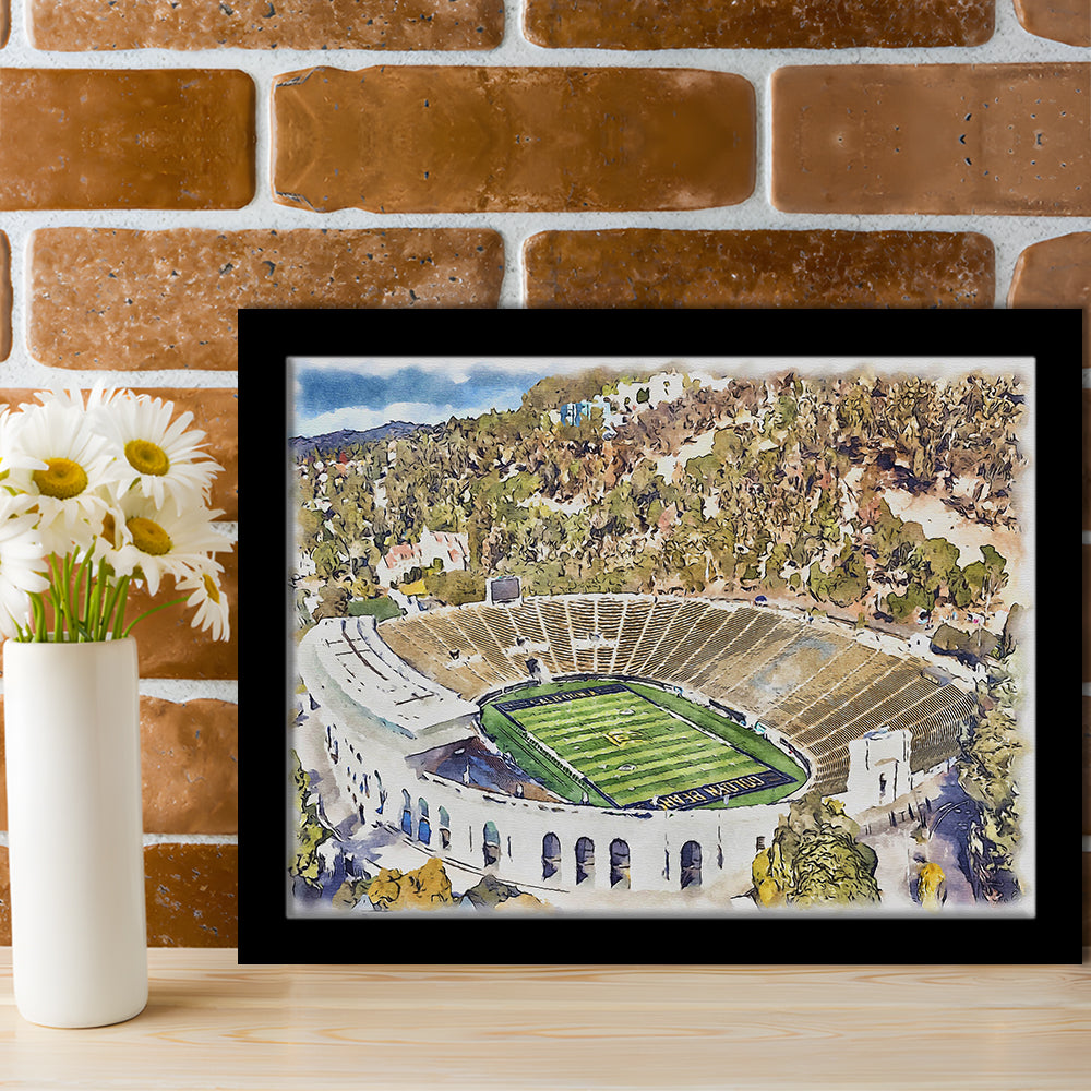 California Memorial Painting Stadium Watercolor, Berkeley, California, Sport Gift Art, Framed Art Print Wall Decor