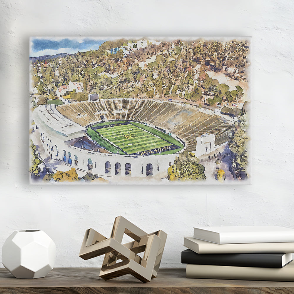 California Memorial Painting Stadium Watercolor, Berkeley, California, Sport Art, Gifts for him, Canvas Print Wall Art