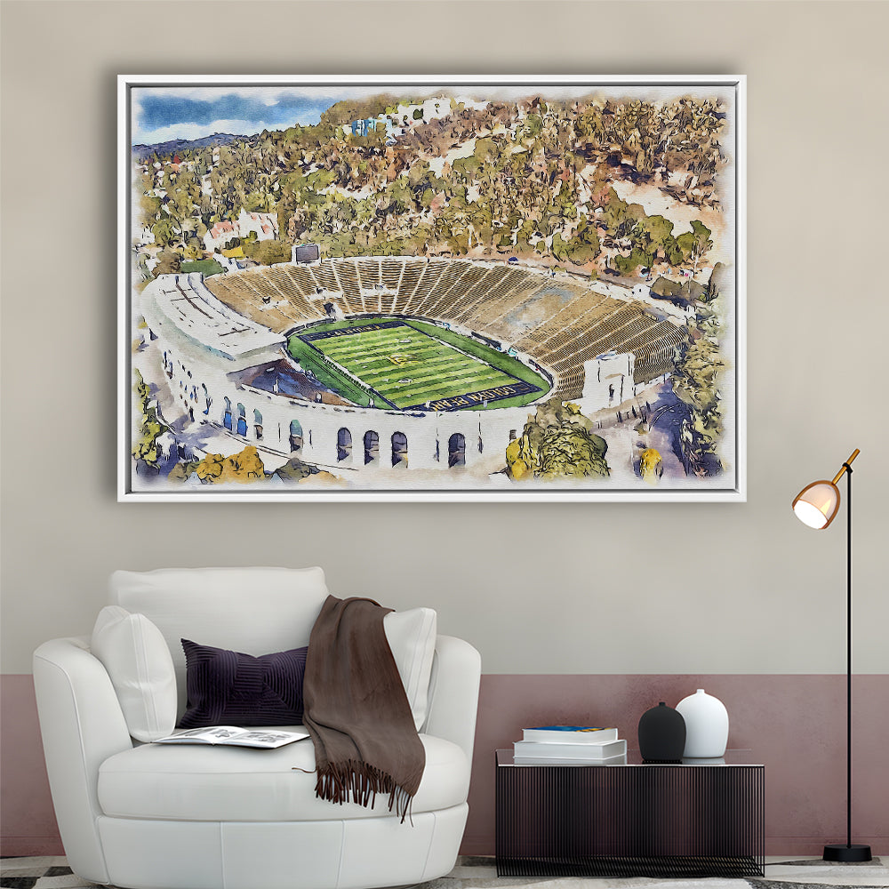 California Memorial Painting Stadium Watercolor, Berkeley, California, Sport Gift Art, Framed Canvas Print Wall Art