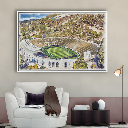 California Memorial Painting Stadium Watercolor, Berkeley, California, Sport Gift Art, Framed Canvas Print Wall Art