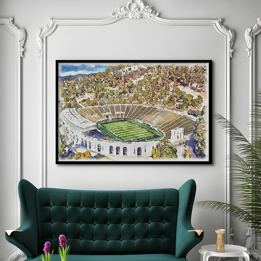California Memorial Painting Stadium Watercolor, Berkeley, California, Sport Gift Art, Framed Art Print Wall Decor