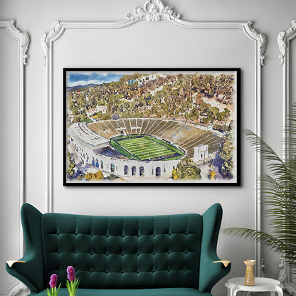 California Memorial Painting Stadium Watercolor, Berkeley, California, Sport Gift Art, Framed Art Print Wall Decor