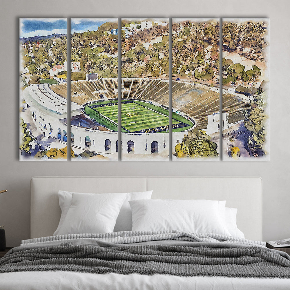 California Memorial Painting Stadium Watercolor, Berkeley, California, Sport Art, Extra Large Canvas Print Wall Art