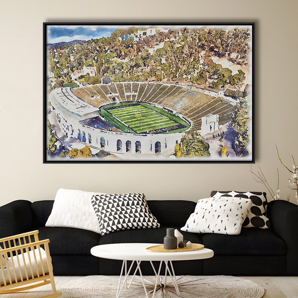 California Memorial Painting Stadium Watercolor, Berkeley, California, Sport Gift Art, Framed Canvas Print Wall Art