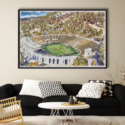 California Memorial Painting Stadium Watercolor, Berkeley, California, Sport Gift Art, Framed Canvas Print Wall Art