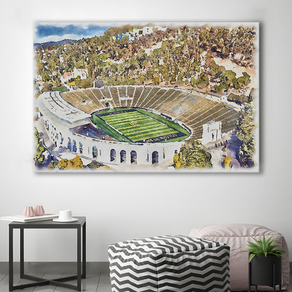 California Memorial Painting Stadium Watercolor, Berkeley, California, Sport Art, Gifts for him, Canvas Print Wall Art