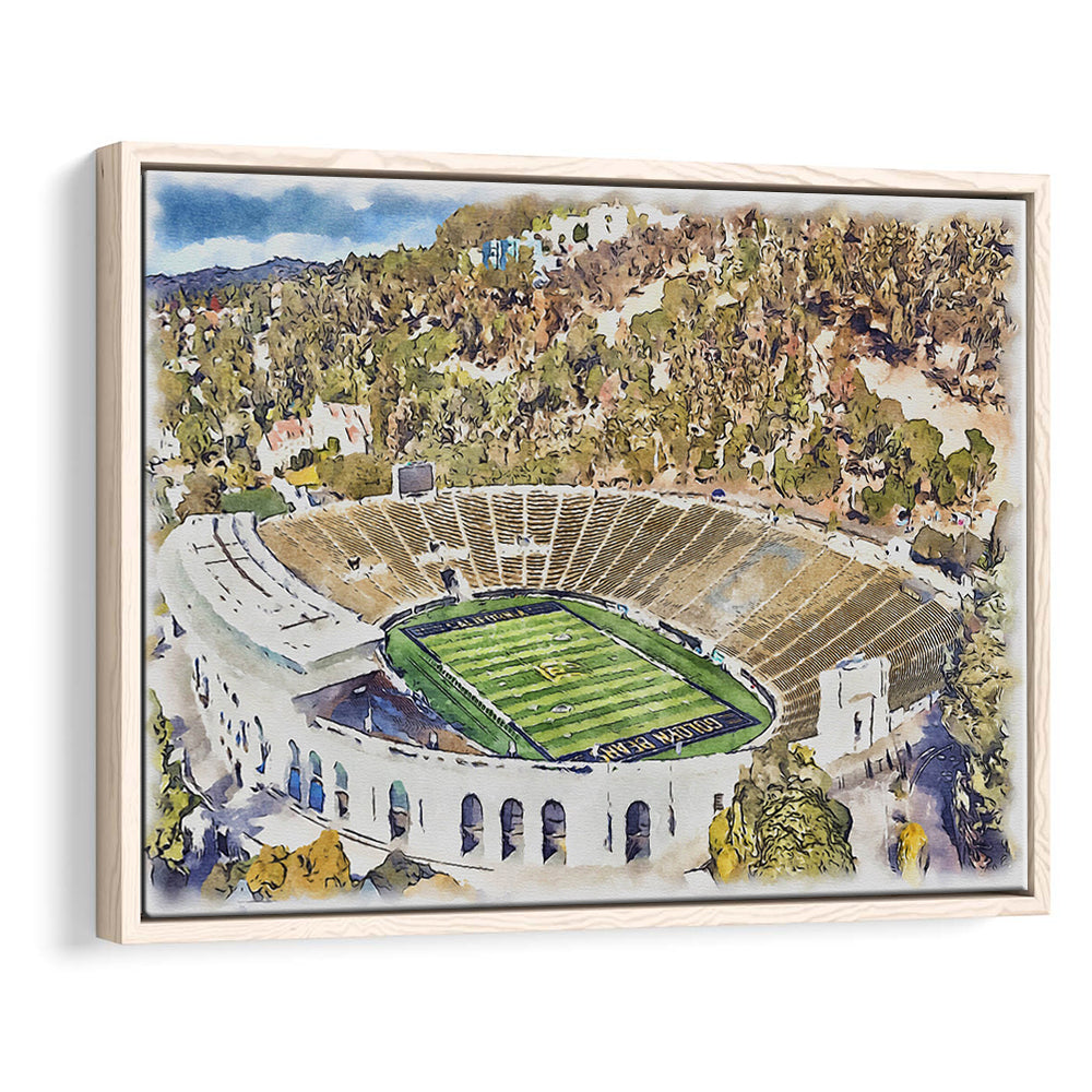 California Memorial Painting Stadium Watercolor, Berkeley, California, Sport Gift Art, Framed Canvas Print Wall Art
