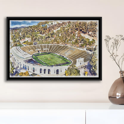 California Memorial Painting Stadium Watercolor, Berkeley, California, Sport Gift Art, Framed Canvas Print Wall Art
