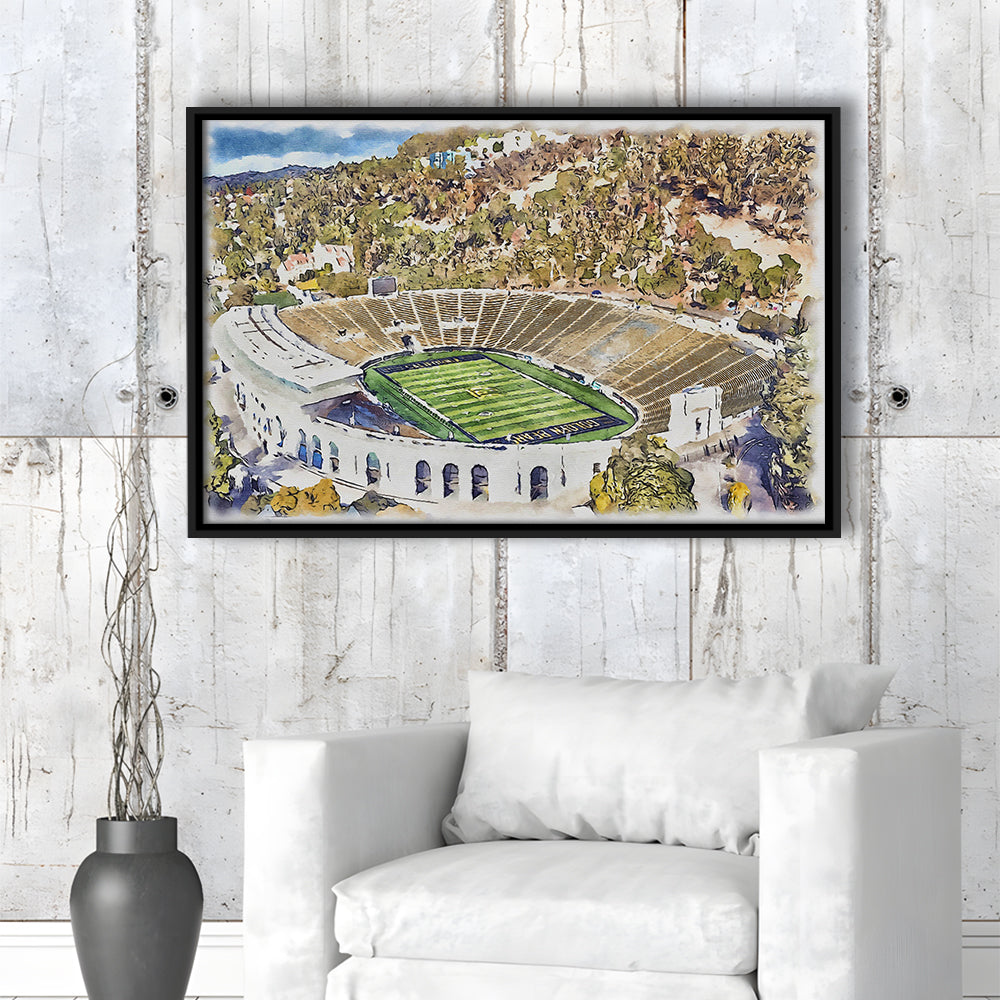 California Memorial Painting Stadium Watercolor, Berkeley, California, Sport Gift Art, Framed Canvas Print Wall Art