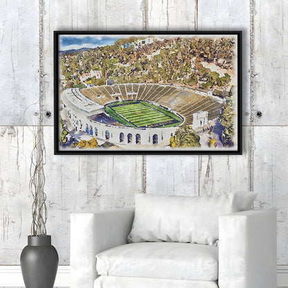 California Memorial Painting Stadium Watercolor, Berkeley, California, Sport Gift Art, Framed Canvas Print Wall Art
