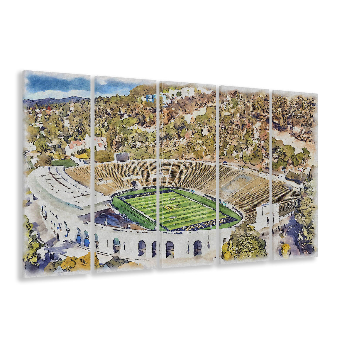 California Memorial Painting Stadium Watercolor, Berkeley, California, Sport Art, Extra Large Canvas Print Wall Art