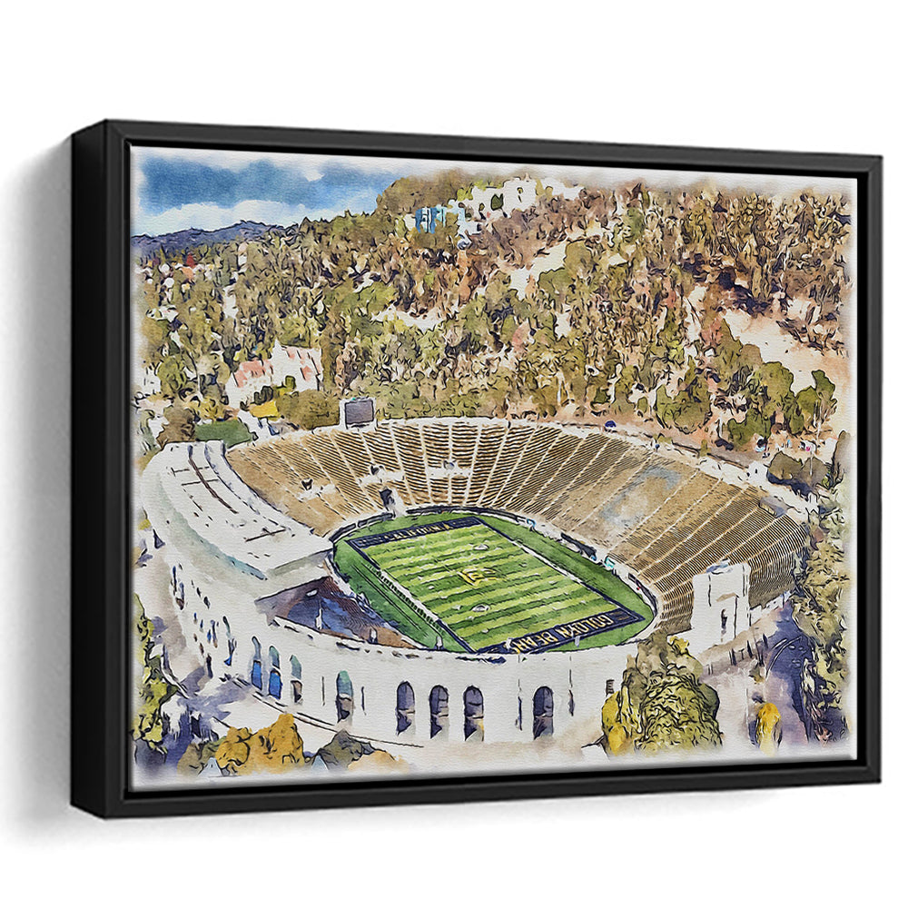 California Memorial Painting Stadium Watercolor, Berkeley, California, Sport Gift Art, Framed Canvas Print Wall Art