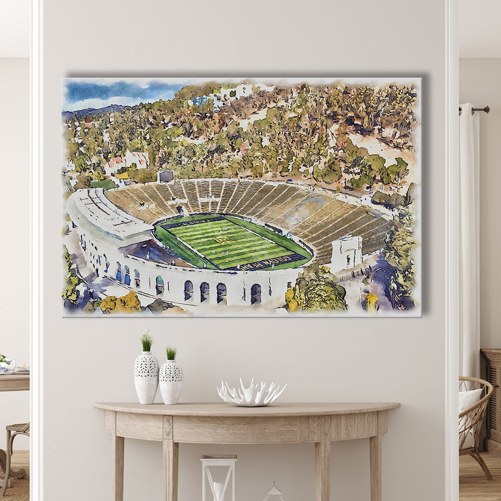 California Memorial Painting Stadium Watercolor, Berkeley, California, Sport Art, Gifts for him, Canvas Print Wall Art