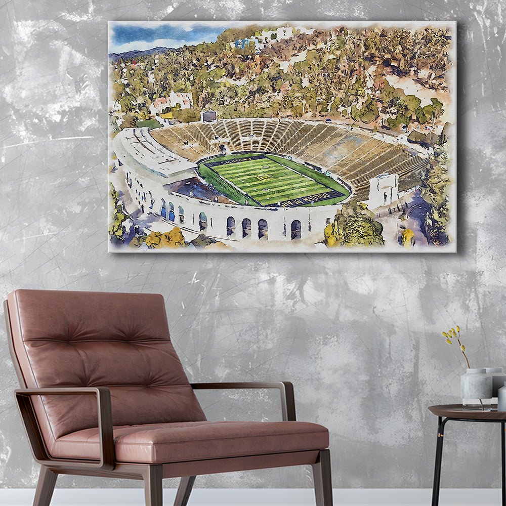 California Memorial Painting Stadium Watercolor, Berkeley, California, Sport Art, Gifts for him, Canvas Print Wall Art