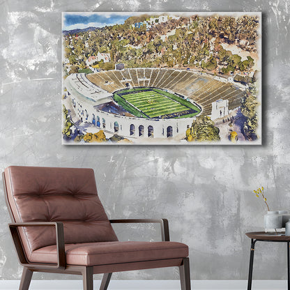 California Memorial Painting Stadium Watercolor, Berkeley, California, Sport Art, Gifts for him, Canvas Print Wall Art