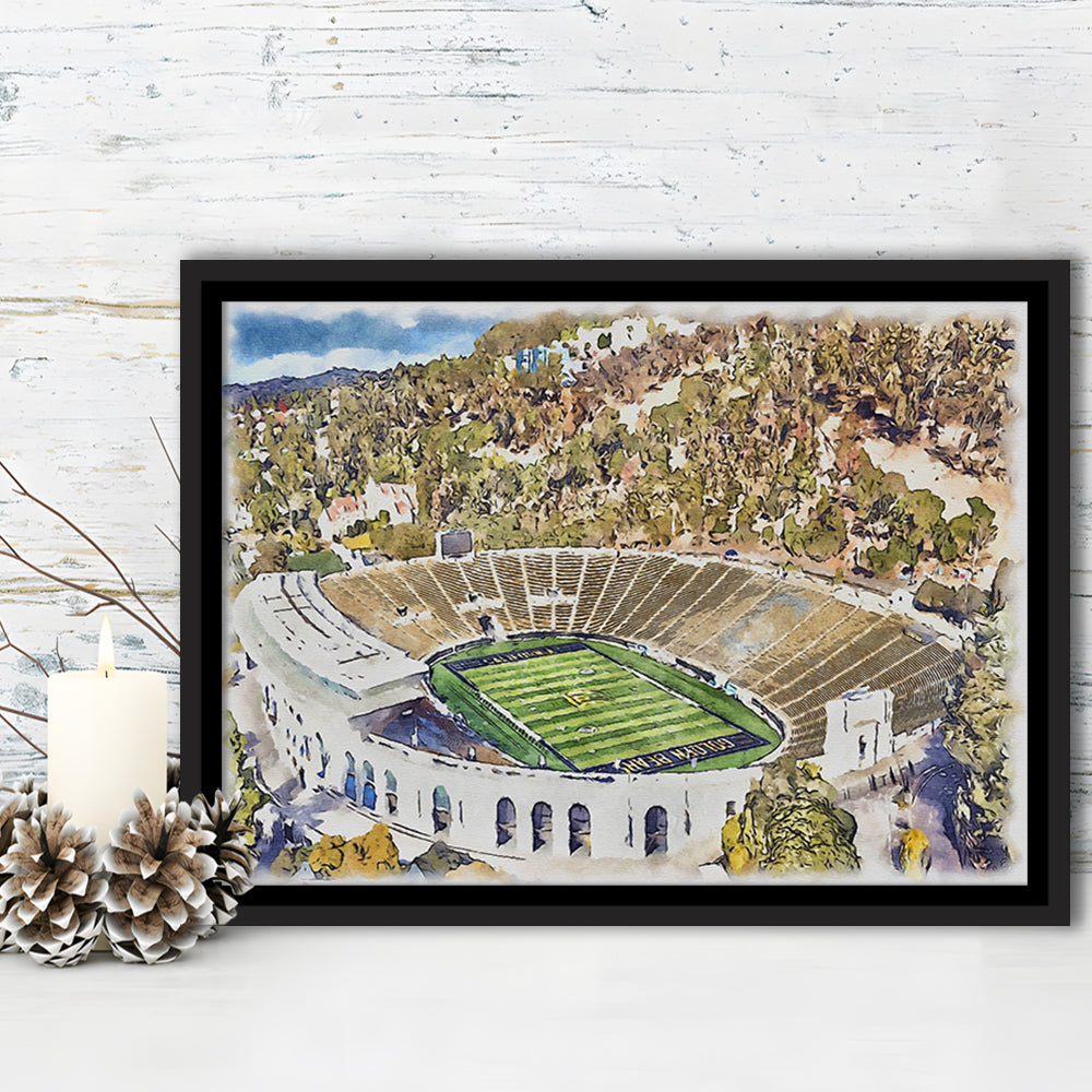 California Memorial Painting Stadium Watercolor, Berkeley, California, Sport Gift Art, Framed Canvas Print Wall Art