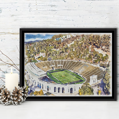 California Memorial Painting Stadium Watercolor, Berkeley, California, Sport Gift Art, Framed Canvas Print Wall Art