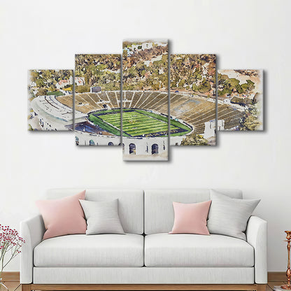 California Memorial Painting Stadium Watercolor, Berkeley, California, Sport Art, Mixed 5 Panel, Canvas Print Wall Art