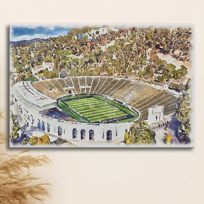 California Memorial Painting Stadium Watercolor, Berkeley, California, Sport Art, Gifts for him, Canvas Print Wall Art