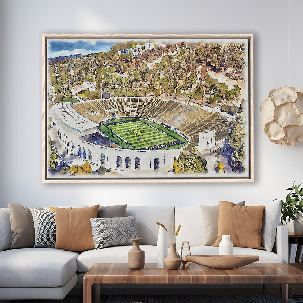 California Memorial Painting Stadium Watercolor, Berkeley, California, Sport Gift Art, Framed Canvas Print Wall Art